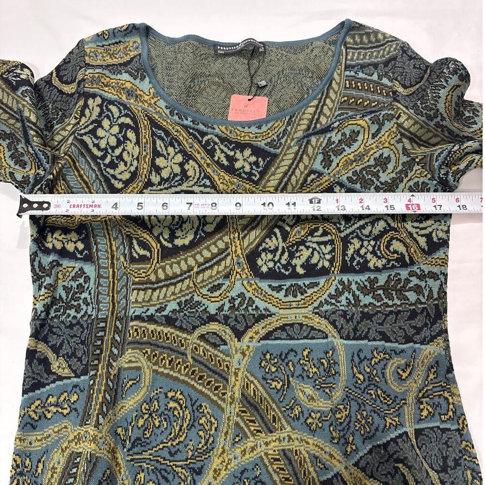 NWT Peruvian Connection Womens Medium Kashmiri Paisley Sweater Dress Cotton - Picture 8 of 9